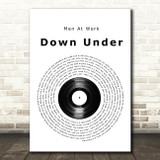 Men At Work Down Under Vinyl Record Song Lyric Print