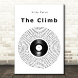 Miley Cyrus The Climb Vinyl Record Song Lyric Print