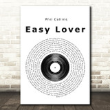 Phil Collins Easy Lover Vinyl Record Song Lyric Print