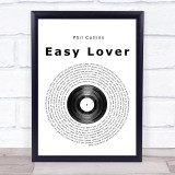 Phil Collins Easy Lover Vinyl Record Song Lyric Print