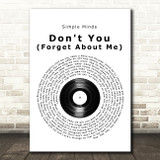 Simple Minds Don't You (Forget About Me) Vinyl Record Song Lyric Print