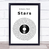 Simply Red Stars Vinyl Record Song Lyric Quote Print