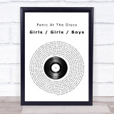 Panic At The Disco Girls Girls Boys Vinyl Record Song Lyric Quote Print