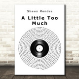 Shawn Mendes A Little Too Much Vinyl Record Song Lyric Quote Print
