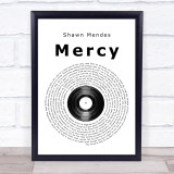 Shawn Mendes Mercy Vinyl Record Song Lyric Quote Print