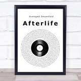 Avenged Sevenfold Afterlife Vinyl Record Song Lyric Print