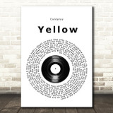 Coldplay Yellow Vinyl Record Song Lyric Print