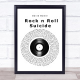 David Bowie Rock n Roll Suicide Vinyl Record Song Lyric Print