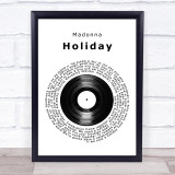 Madonna Holiday Vinyl Record Song Lyric Print