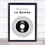 Ritchie Valens La Bamba Vinyl Record Song Lyric Print