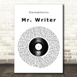 Stereophonics Mr. Writer Vinyl Record Song Lyric Print