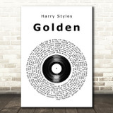 Harry Styles Golden Vinyl Record Song Lyric Music Art Print