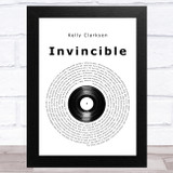 Kelly Clarkson Invincible Vinyl Record Song Lyric Music Art Print
