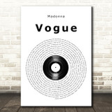 Madonna Vogue Vinyl Record Song Lyric Music Art Print