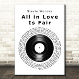 Stevie Wonder All in Love Is Fair Vinyl Record Song Lyric Music Art Print