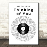 The Colourfield Thinking of You Vinyl Record Song Lyric Music Art Print