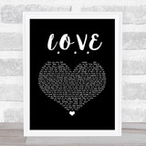Westlife L.O.V.E Black Heart Song Lyric Print