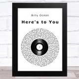 Billy Ocean Here's to You Vinyl Record Song Lyric Music Art Print