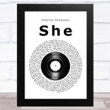 Charles Aznavour She Vinyl Record Song Lyric Music Art Print