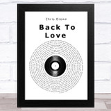 Chris Brown Back To Love Vinyl Record Song Lyric Music Art Print