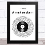 Coldplay Amsterdam Vinyl Record Song Lyric Music Art Print