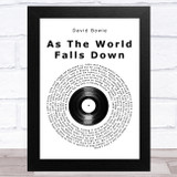 David Bowie As The World Falls Down Vinyl Record Song Lyric Music Art Print