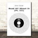 Emeli Sandé Read All About It (Pt. III) Vinyl Record Song Lyric Music Art Print