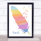 Keith Urban Female Watercolour Feather & Birds Song Lyric Print