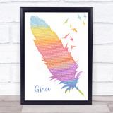 Lewis Capaldi Grace Watercolour Feather & Birds Song Lyric Print