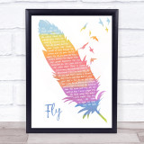 Céline dion Fly Watercolour Feather & Birds Song Lyric Quote Music Print