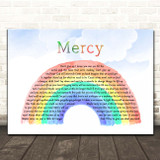 Dave Matthews Band Mercy Watercolour Rainbow & Clouds Song Lyric Print