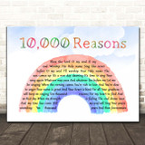 Matt Redman 10,000 Reasons Watercolour Rainbow & Clouds Song Lyric Print