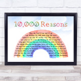 Matt Redman 10,000 Reasons Watercolour Rainbow & Clouds Song Lyric Print