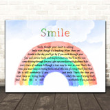 Nat King Cole Smile Watercolour Rainbow & Clouds Song Lyric Print