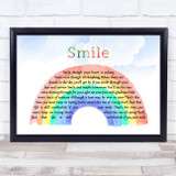 Nat King Cole Smile Watercolour Rainbow & Clouds Song Lyric Print