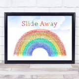 Oasis Slide Away Watercolour Rainbow & Clouds Song Lyric Print