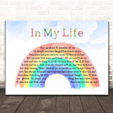 The Beatles In My Life Watercolour Rainbow & Clouds Song Lyric Print