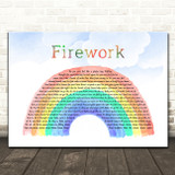 Katy Perry Firework Watercolour Rainbow & Clouds Song Lyric Wall Art Print