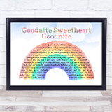 The Spaniels Goodnite Sweetheart Goodnite Watercolour Rainbow & Clouds Song Lyric Wall Art Print