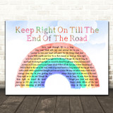 Harry Lauder Keep Right On Till The End Of The Road Watercolour Rainbow & Clouds Song Lyric Wall Art Print
