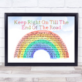 Harry Lauder Keep Right On Till The End Of The Road Watercolour Rainbow & Clouds Song Lyric Wall Art Print