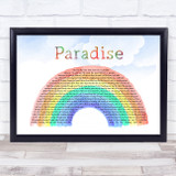 George Ezra Paradise Watercolour Rainbow & Clouds Song Lyric Quote Music Print