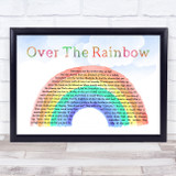 Judy Garland Somewhere Over The Rainbow Watercolour Rainbow & Clouds Song Lyric Quote Music Print