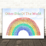KT Tunstall Other Side Of The World Watercolour Rainbow & Clouds Song Lyric Quote Music Print