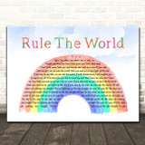 Take That Rule The World Watercolour Rainbow & Clouds Song Lyric Quote Music Print