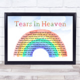 Eric Clapton Tears In Heaven Watercolour Rainbow & Clouds Song Lyric Music Art Print