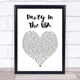 Miley Cyrus Party In The USA White Heart Song Lyric Print