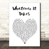 Milow Whatever It Takes White Heart Song Lyric Print