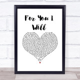 Monica For You I Will White Heart Song Lyric Print