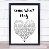 Nicole Kidman, Ewan McGregor Come What May White Heart Song Lyric Print